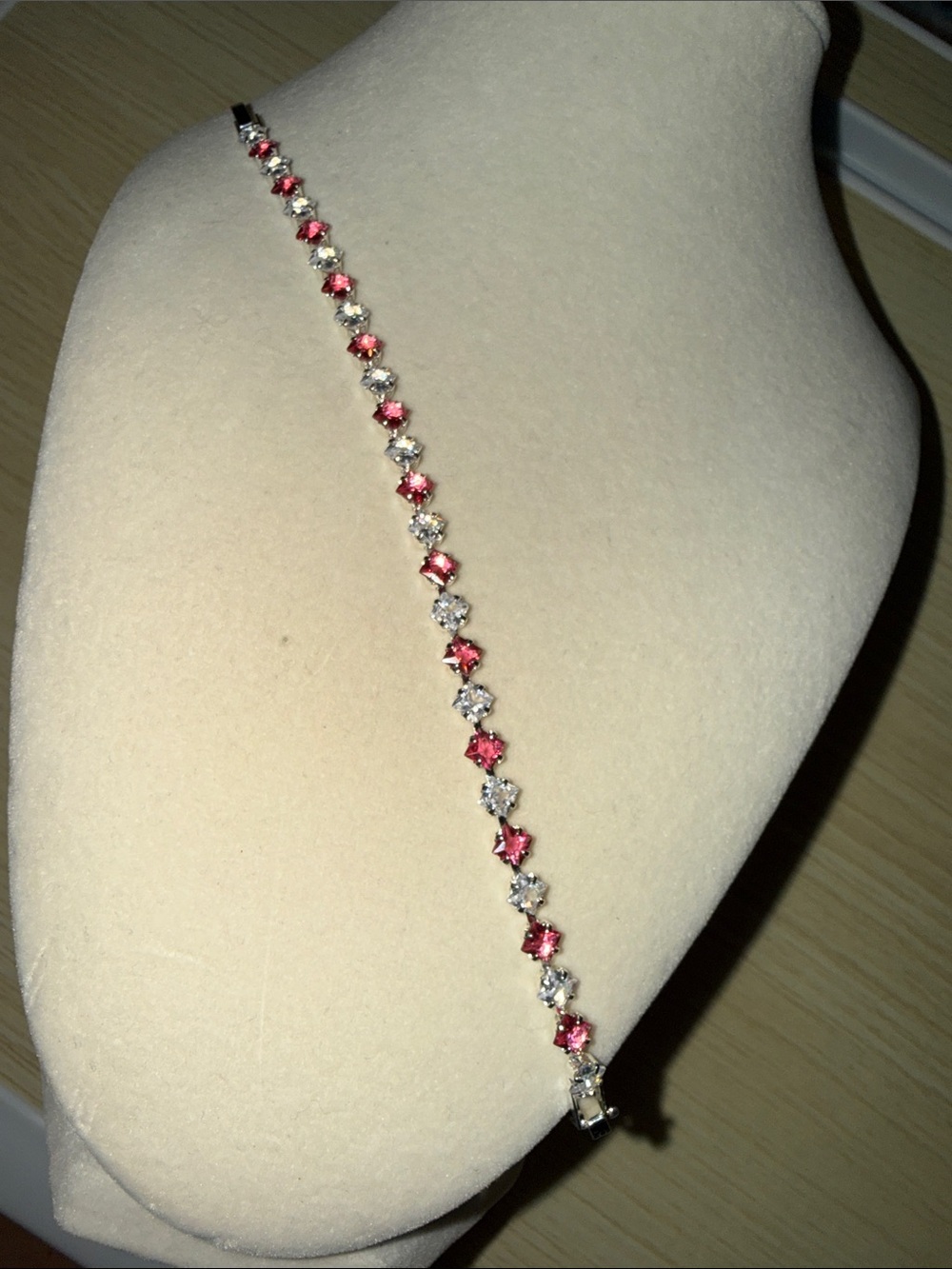 Women's Red and Clear - Sparkling Tennis Style Bracelet 7.5-8inches